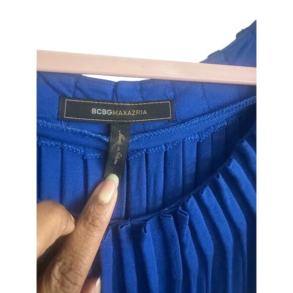 BCBG Max Azria Women's Pleated Two-Tone Mini Dress Size 6 Blue Black Elegant - Picture 8 of 11